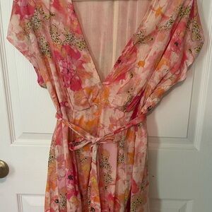 Free People Floral Pink and Orange Dress